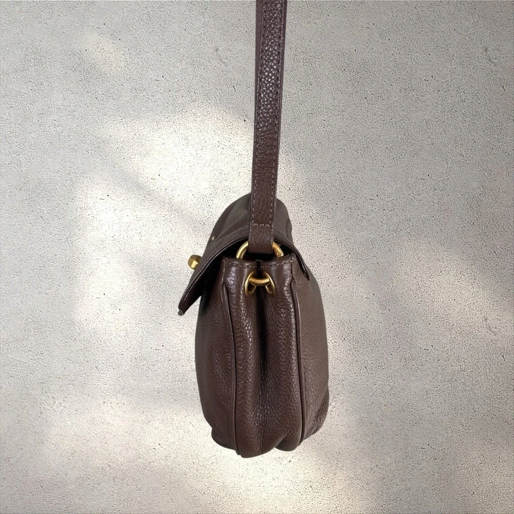 Marc by Marc Jacobs Brown Leather Crossbody Flap Bag Gold Hardware